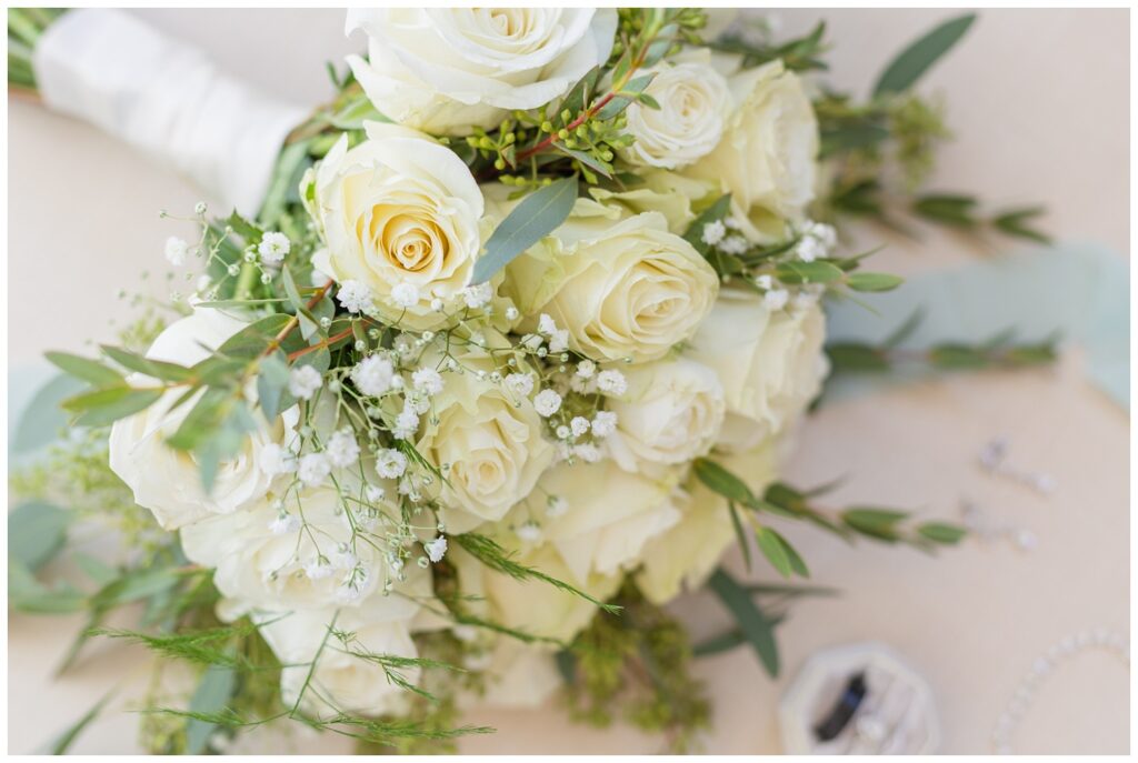 white rose bouquet for wedding in Bowling Green, Ohio