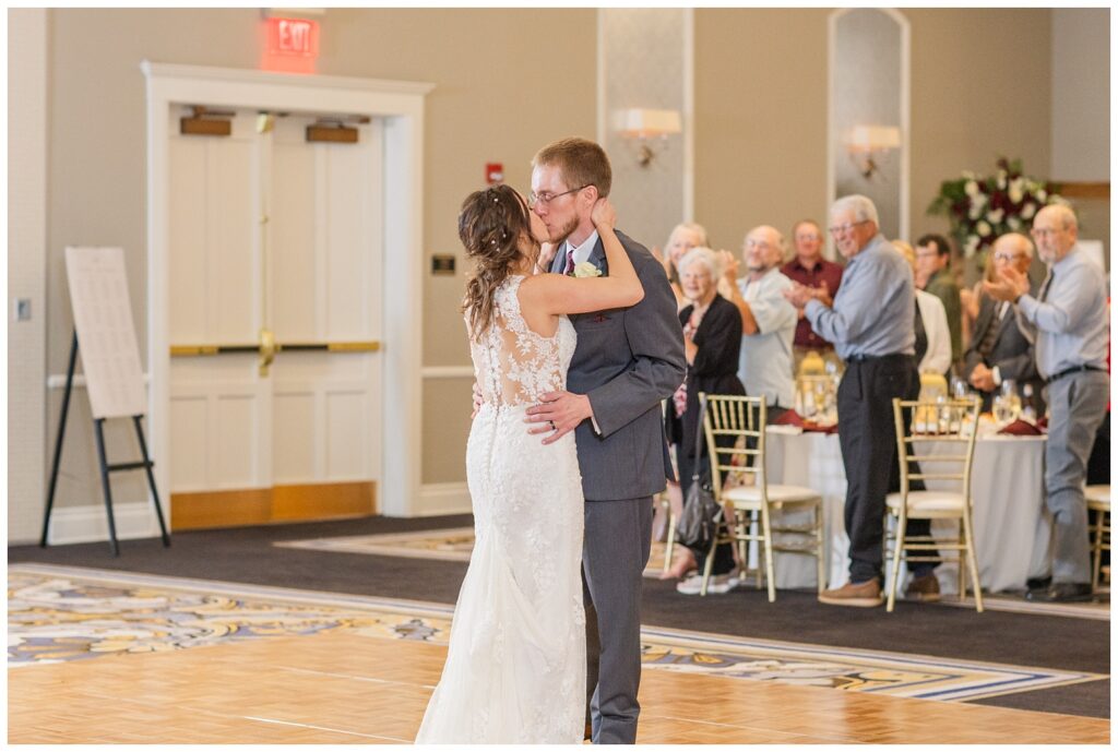 wedding couple making their entrance into the banquet hall reception 