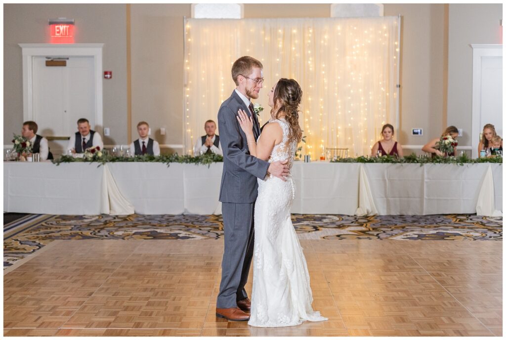 wedding couple having their first dance as a married couple The Hancock Hotel