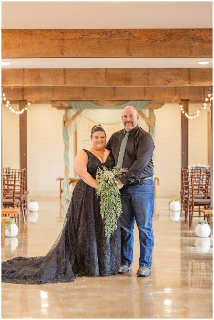 wedding couple portraits inside the chapel at Pickwick Place in Bucyrus, Ohio