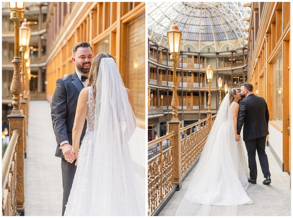 bride and groom portraits at Cleveland wedding venue 