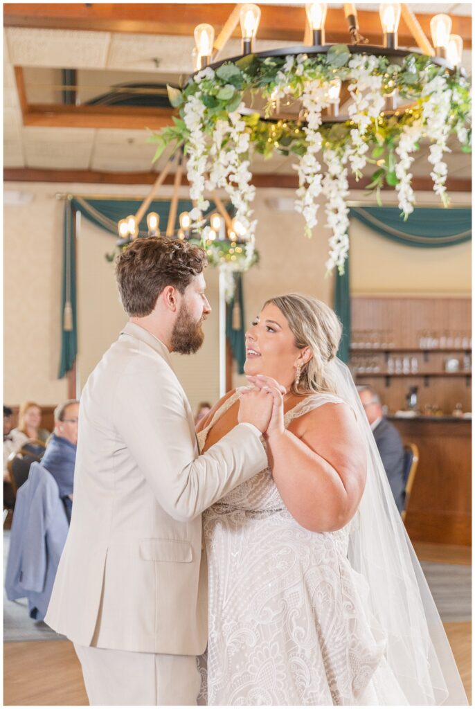 bride and groom having a first dance at the Sandusky Yacht Club in Ohio 