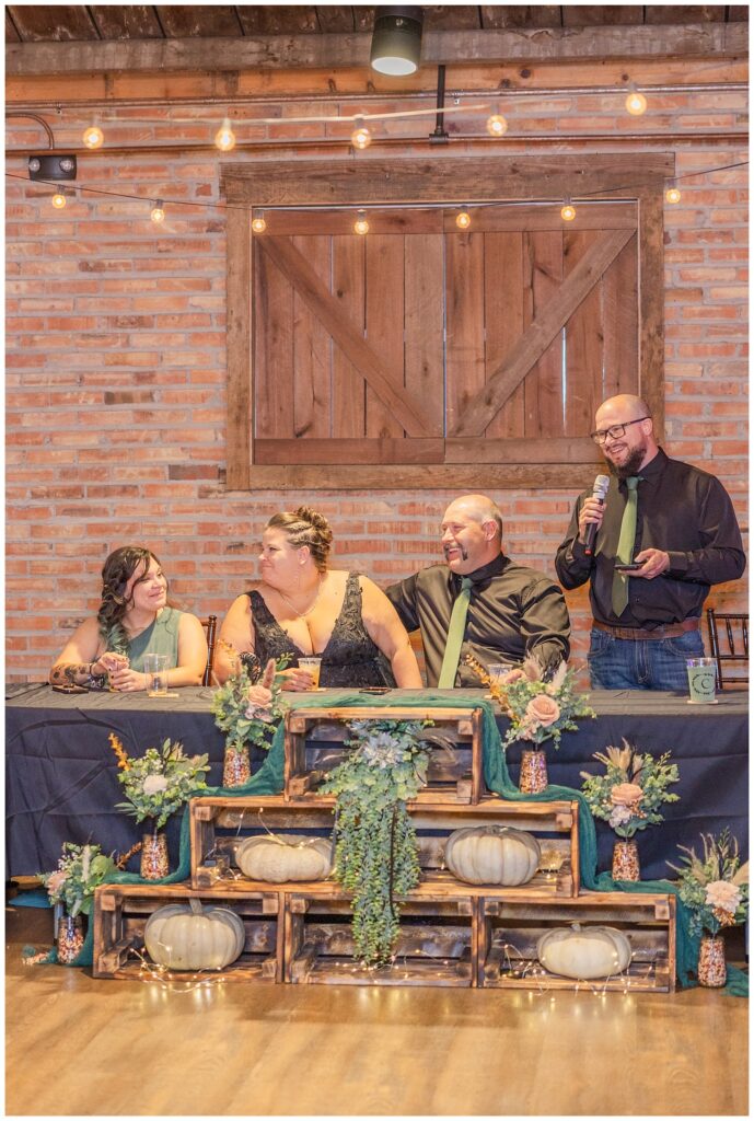 best man giving a toast at Bycyrus, Ohio wedding reception 