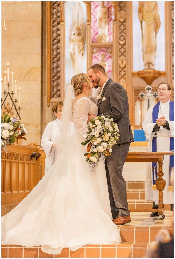 Fremont, Ohio wedding photographer at winter church ceremony