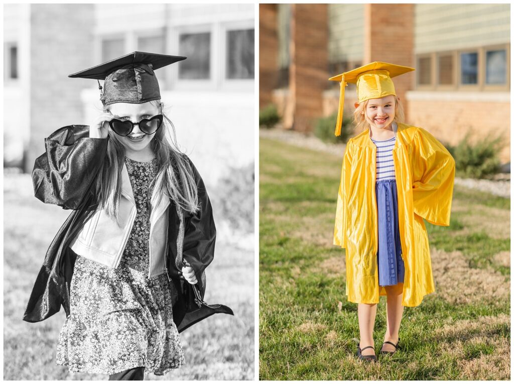 two girls wearing yellow and black graduation cap and gowns in Green Springs, Ohio