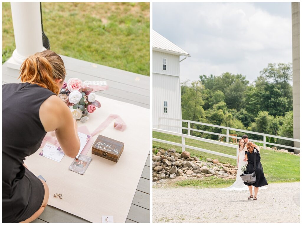 Photographer posing the bride and groom at a Tiffin, Ohio wedding venue