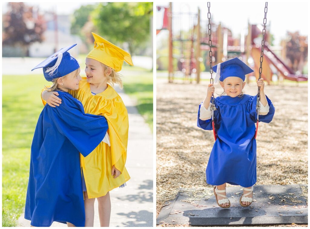 graduation mini session on a playground in Fremont, Ohio