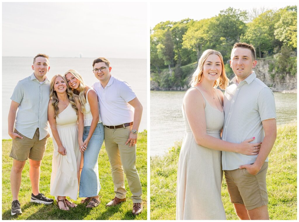 Put In Bay, Ohio extended family photographer posing on the grass at the lake
