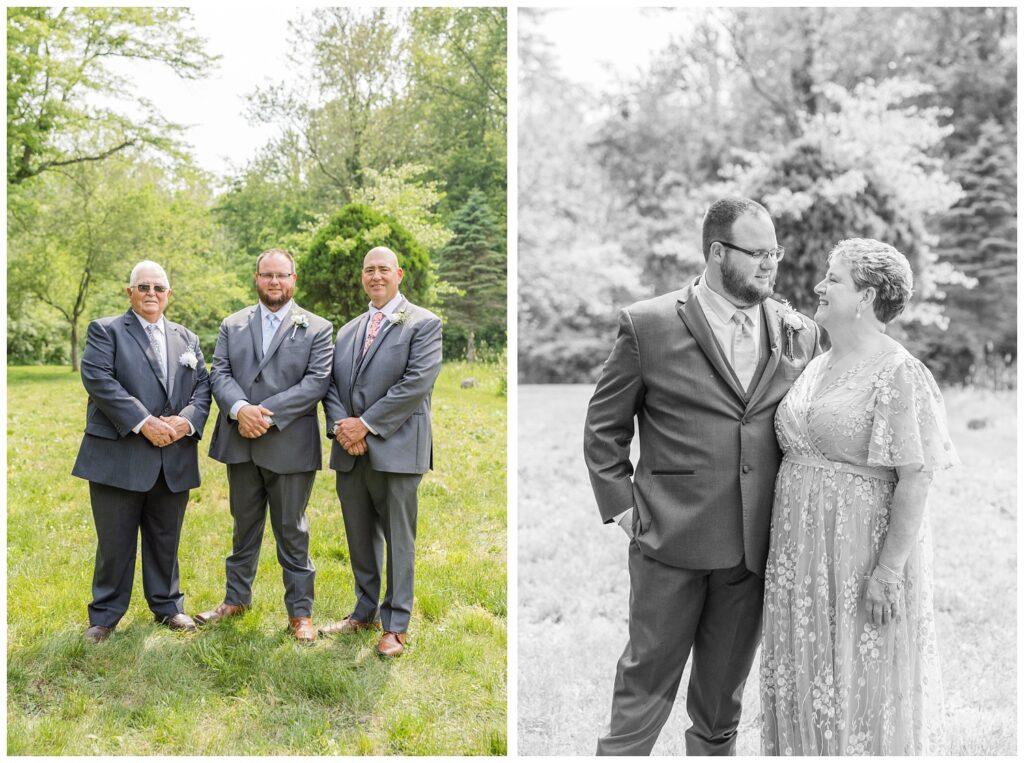 family formal pictures with groom's family at Bradner Preserve in Ohio