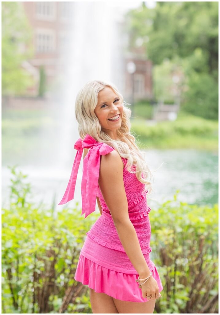 high school senior portraits at Mirror Lake on Ohio State campus in Columbus