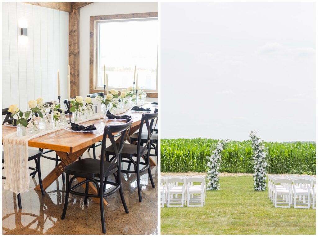 reception table inside The Barn at Seneca Hills wedding venue