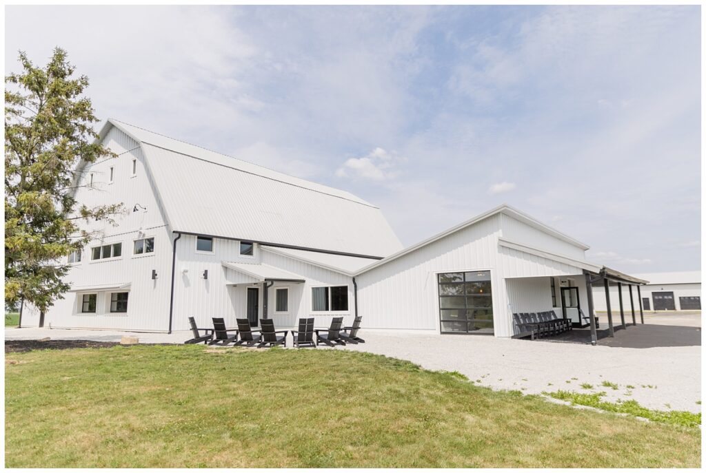 outside of the venue at The Barn at Seneca Hills in Tiffin, OHio
