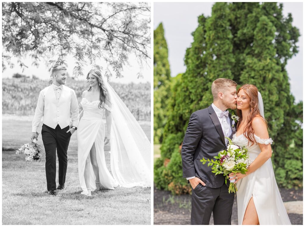 couple walking and holding hands under a tree at The Barn at Seneca Hills venue