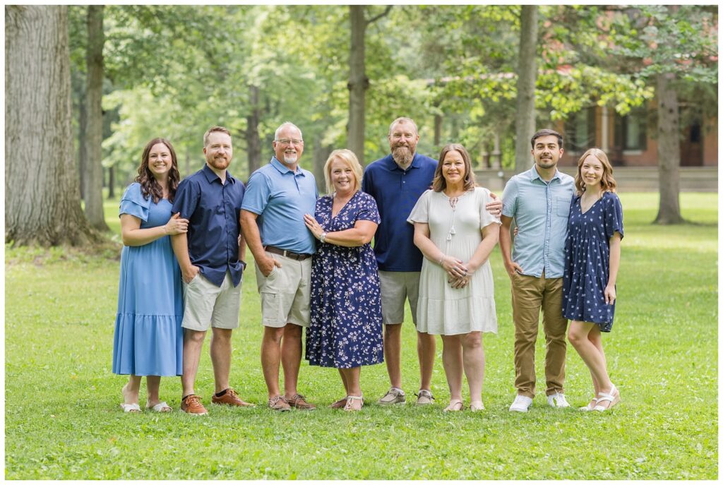 large extended family posing together at the Hayes Center in Fremont, Ohio