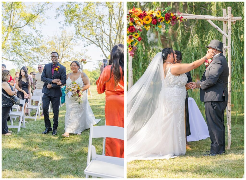 bride walking down the aisle with her dad at Christy House wedding ceremony