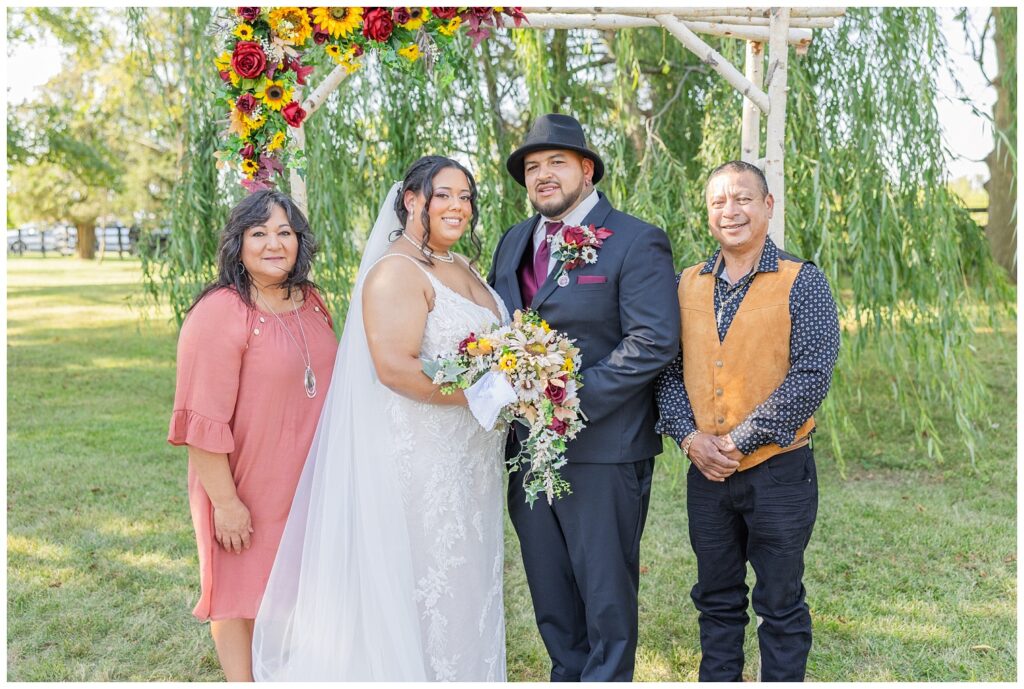 family portraits at the outdoor altar at the Christy House in Fremont, Ohio