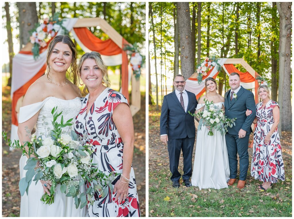 family portraits at the ceremony site outdoors at the Octagon House venue