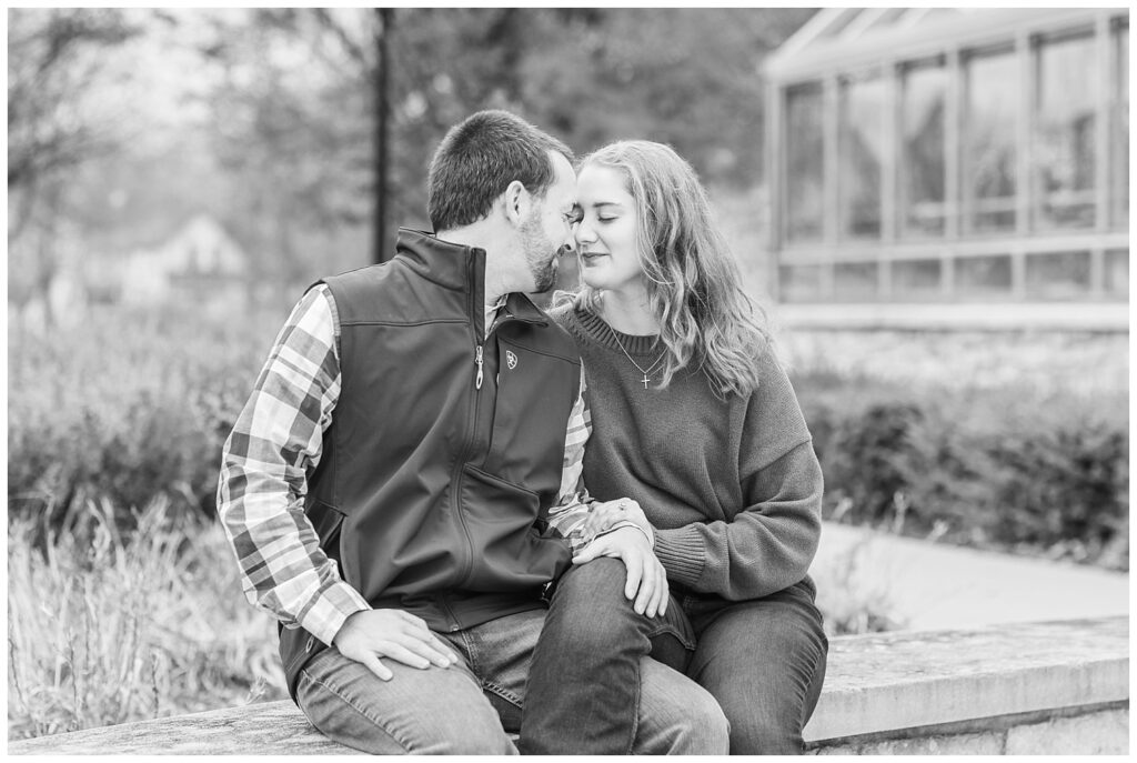 engagement portraits at Heidelberg University campus in Tiffin, Ohio outside