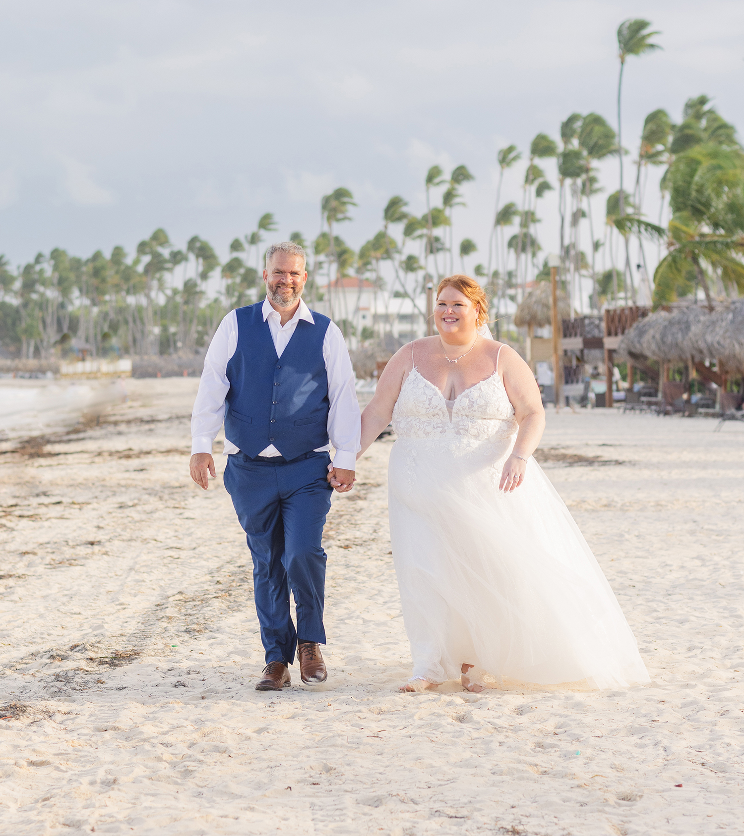 wedding couple posing on the sand at Punta Cana resort