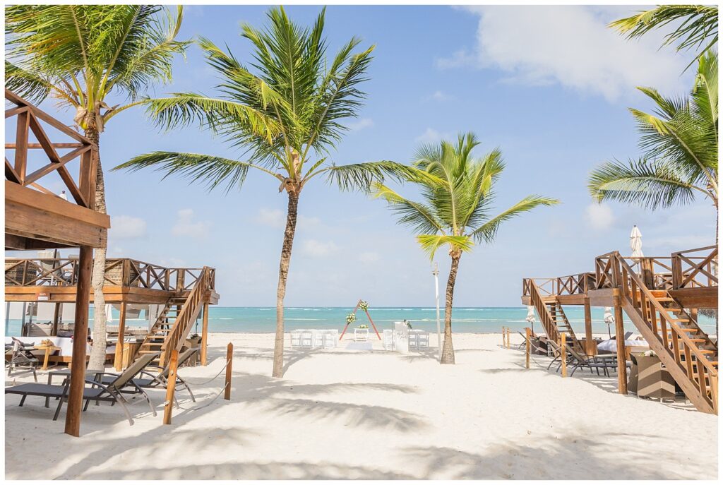 ceremony details on the beach for fall destination wedding at Punta Cana dream resort