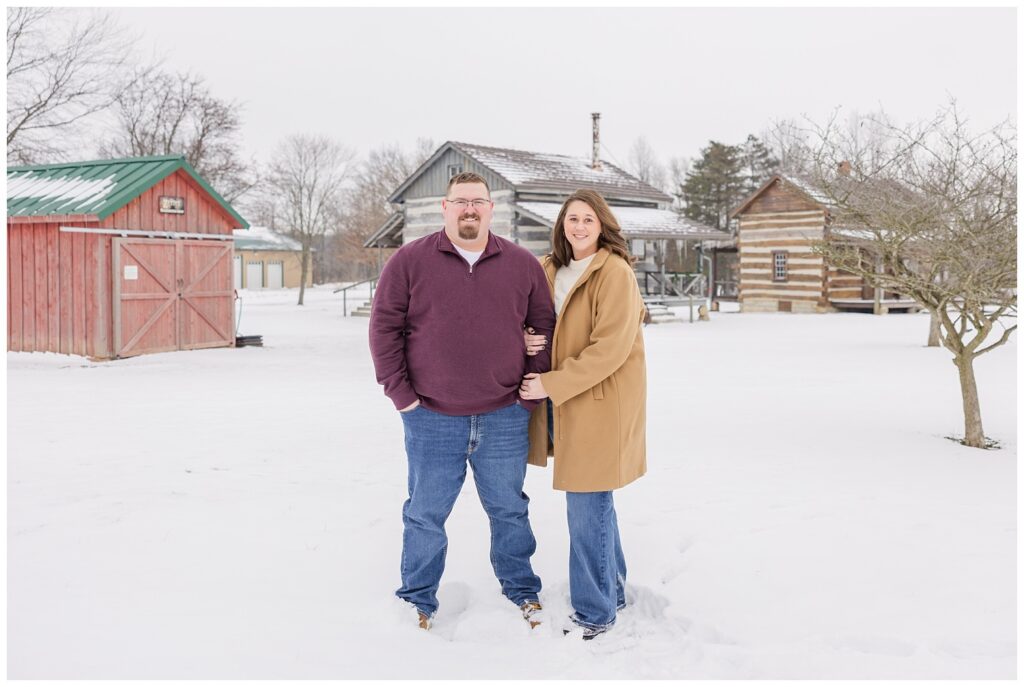 engagement session in the snow at Garlo Heritage Nature Preserve in Bloomville, OH
