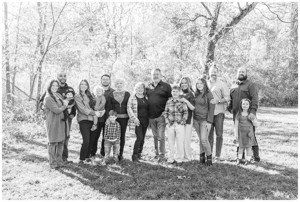 entire extended family portrait session with three generations in Fremont, Ohio
